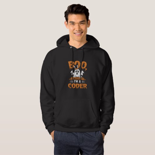 Boo ik ben een coder Halloween Funny Hoodie (Voorkant volledig)