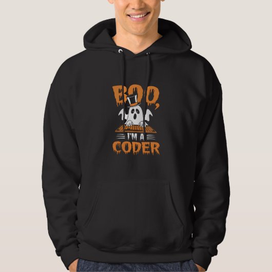 Boo ik ben een coder Halloween Funny Hoodie (Voorkant)
