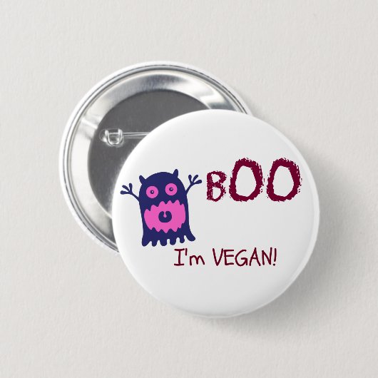 Boo Ik ben Vegan Button (Voorkant /achterkant)