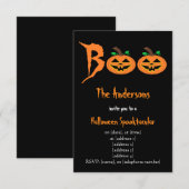 BOO ! Invitation Citrouilles Halloween (Devant / Derrière)