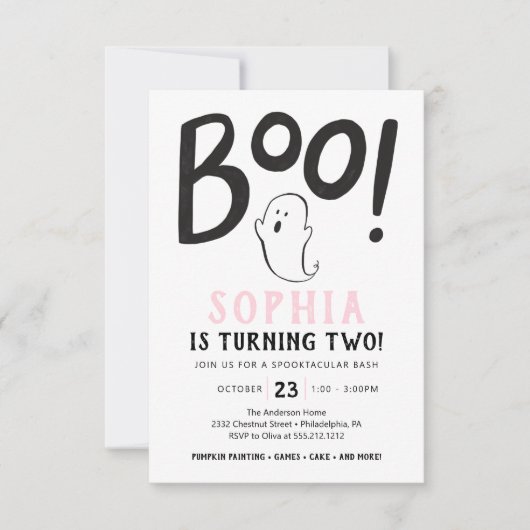 Boo ! Invitation d'Halloween fête d'anniversaire (Devant)