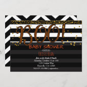 BOO ! Invitation Halloween Orange & Black Stripes (Devant / Derrière)