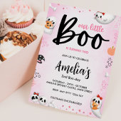 Boo is 2! Roze Halloween Geest Meisje Verjaardag Kaart
