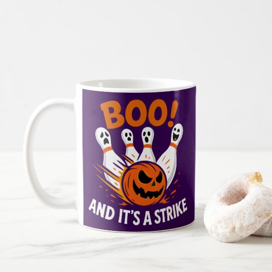 Boo It’s a Strike Funny Halloween Bowling Koffiemok (Met donut)