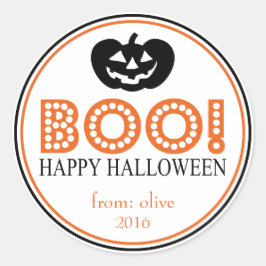 Boo. Jack-O-Lantern (zwart/Oranje) Ronde Sticker