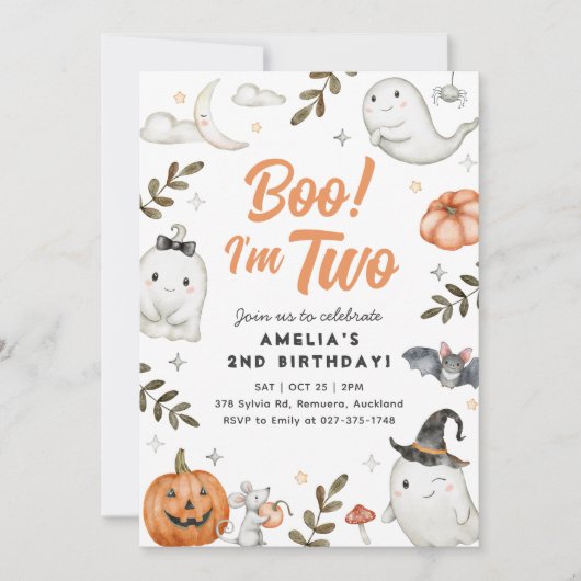 Boo ! Je suis deux Invitation d'anniversaire d'Hal (Devant)