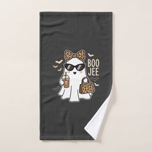 Boo Jee Cute Ghost Halloween Leopard Design_1 (Serviette à main)