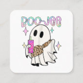 Boo Jee Funny Halloween Ghost Vierkante Visitekaartje (Achterkant)