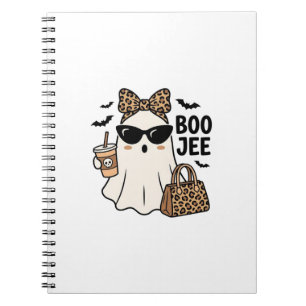 Boo Jee Geest Halloween Luipaard Boog Vector Ontwe Notitieboek
