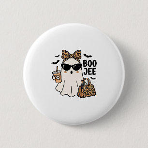 Boo Jee Geest Halloween Luipaard Boog Vector Ontwe Ronde Button 5,7 Cm