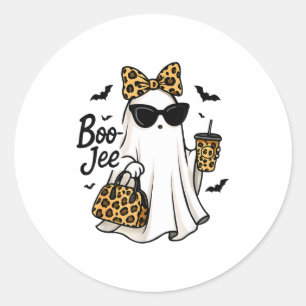 Boo Jee Geest Met Koffie Coquette Strik Halloween  Ronde Sticker