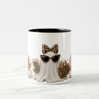 Boo-Jee Ghost Mok, Luipaardprint Halloween Koffie Tweekleurige Koffiemok
