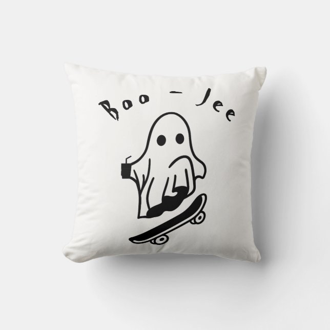 Boo Jee Halloween Ghost Schaatsen Spooky tekening Kussen (Voorkant)