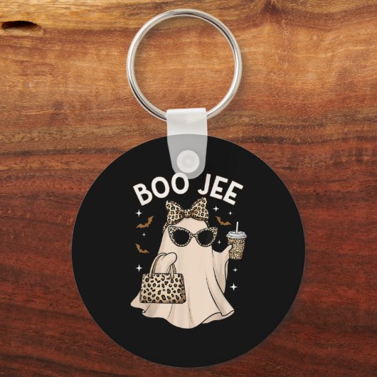 Boo Jee Leopard Ghost Coffee Halloween Boujee Wome Sleutelhanger (Voorkant)