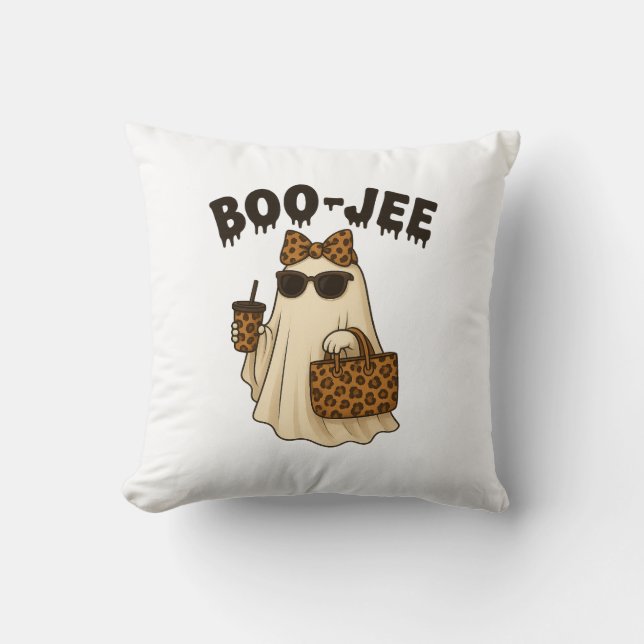 BOO-JEE Leopard Print Ghost Throw Pillow  Kussen (Voorkant)