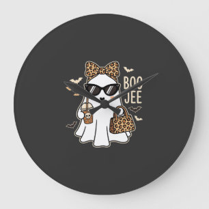 Boo Jee Lief Geest Halloween Luipaard Ontwerp_1 Grote Klok