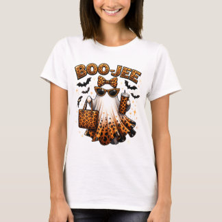 Boo Jee Luipaardprint Spook Halloween Koffie Kunst T-shirt