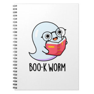 Boo-k Worm Funny Halloween Bookworm Ghost Pun Notitieboek