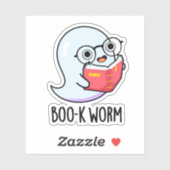 Boo-k Worm Funny Halloween Bookworm Ghost Pun Sticker (Vel)