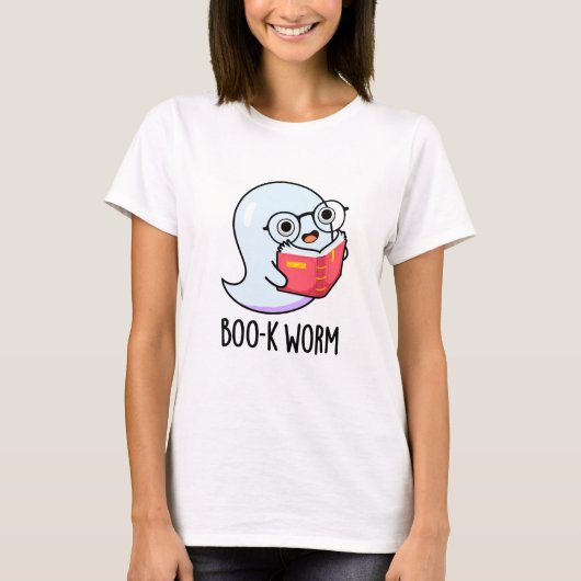 Boo-k Worm Funny Halloween Bookworm Ghost Pun T-shirt (Voorkant)