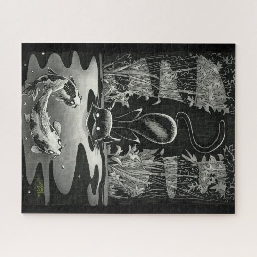 Boo Kat Goes Vissen Jigzaag Puzzle Legpuzzel (Horizontaal)