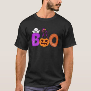 Boo Kat Pompoen Halloween Geest Kostuum Luipaard T-shirt