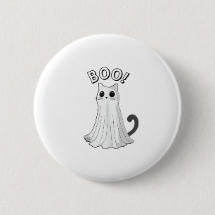 Boo Kat Schattige Ghost Cat Halloween Spooky Kitte Ronde Button 5,7 Cm