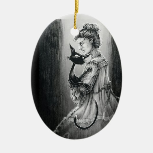 Boo Kitty Avec Son Ornement En Céramique Fantôme (Devant)