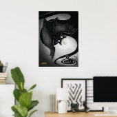 Boo Kitty avec une affiche de chat Dizzy (Bureau à domicile)