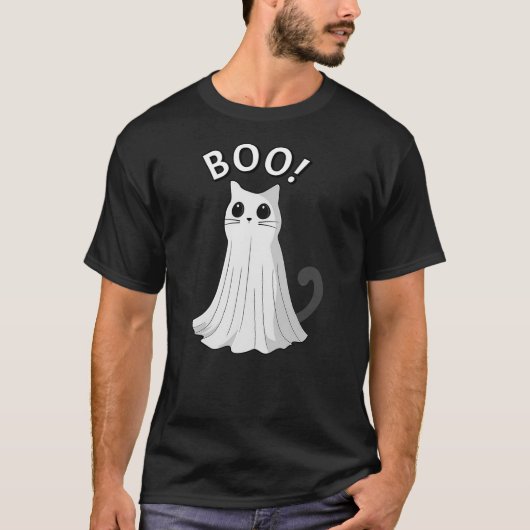 Boo Kitty Cute Ghost Cat Halloween Spooky Kitten T-shirt (Voorkant)