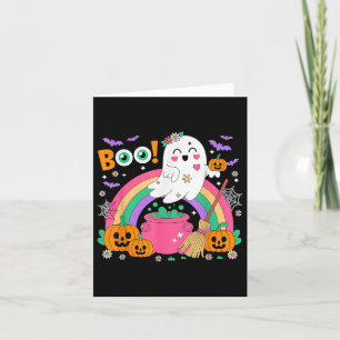 Boo Kleurrijke Regenboog Horror Gesneden Pompoen H Kaart