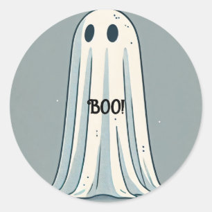 BOO! Laken Geest Vintage Groen Halloween  Ronde Sticker
