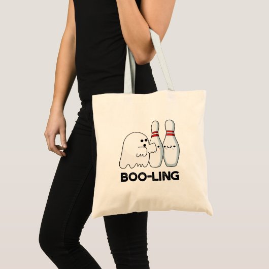 Boo-ling Funny Halloween Bowling Ghost Pun Tote Bag (Voorkant (product))