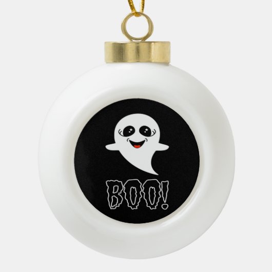 Boo Little Halloween Classic Design Keramische Bal Ornament (Voorkant)