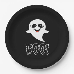 Boo Little Halloween Klassiek Ontwerp Papieren Bordje