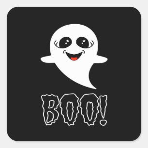 Boo Little Halloween Klassiek Ontwerp Vierkante Sticker