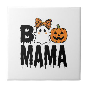 Boo Mama Halloween Geest Pompoen Boog Ontwerp Tegeltje