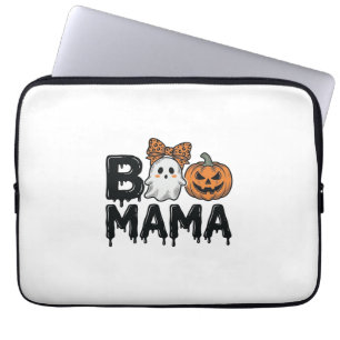 Boo Mama Halloween Geest Pompoen Moeder Shirt Ontw Laptop Sleeve