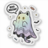 Boo Meow ! - Sticker d'Halloween de chat Fantôme m (Devant)