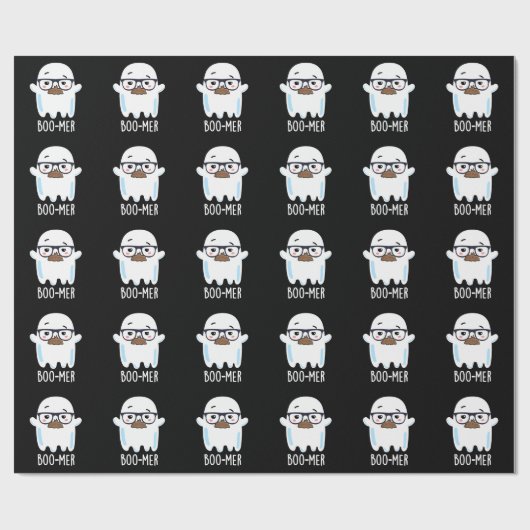 Boo-mer Funny Middle Aged Ghost Pun Dark BG Cadeaupapier (Vlak)