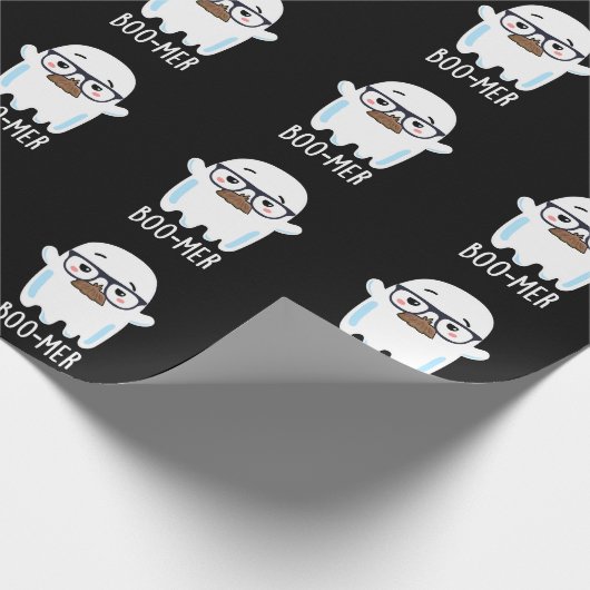 Boo-mer Funny Middle Aged Ghost Pun Dark BG Cadeaupapier (Hoek)