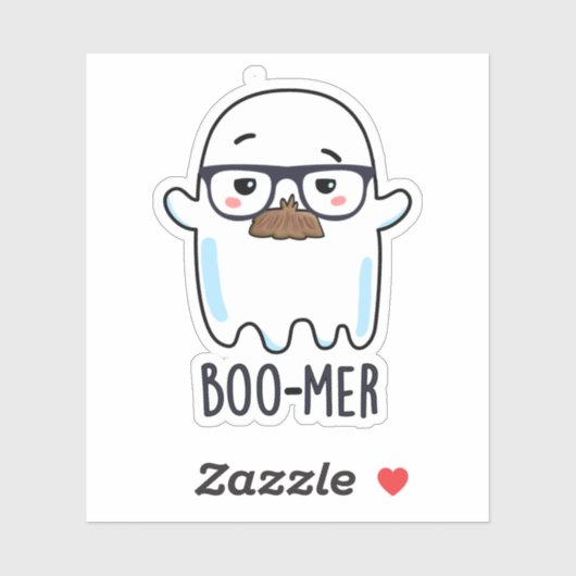 Boo-mer Funny Middle Aged Ghost Pun Sticker (Vel)