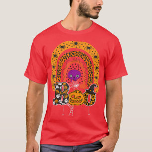 Boo met spinnen en heks Pet Halloween regenboog 1 T-shirt