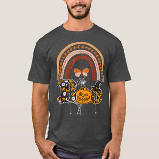 Boo met spinnen en heks Pet Halloween regenboog 1 T-shirt