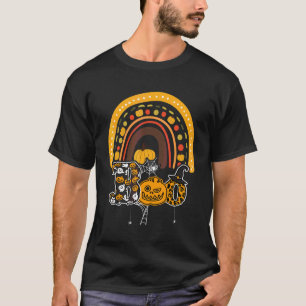 Boo Met Spinnen En Heksenhoed Halloween Regenboog T-shirt