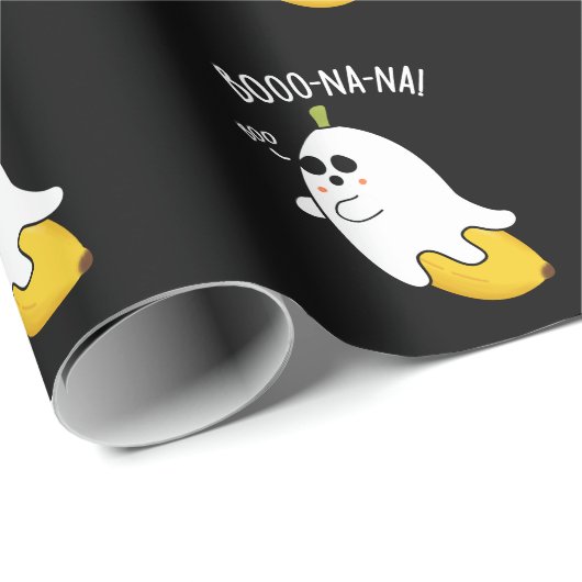 Boo-nana Grappige Ghost Banaan Pun Donker BG Cadeaupapier (Rol Hoek)