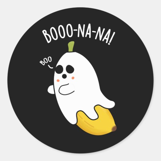 Boo-nana Grappige Ghost Banaan Pun Donker BG Ronde Sticker (Voorkant)