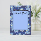 Boo Octopus Blauw Kinderkleding & Decoratie Bedankkaart (Staand voorkant)