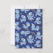 Boo Octopus Blauw Kinderkleding & Decoratie Bedankkaart (Achterkant)