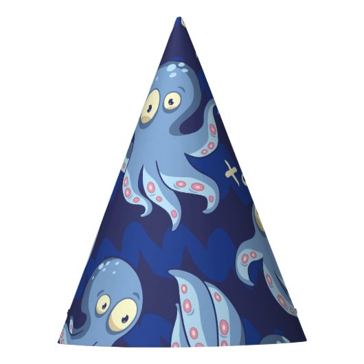 Boo Octopus Blue Kinder Clothing & Décor Feesthoedjes (Voorkant)